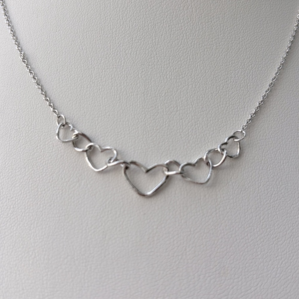 Sterling Silver Heart Link Necklace - Picture 2 of 3